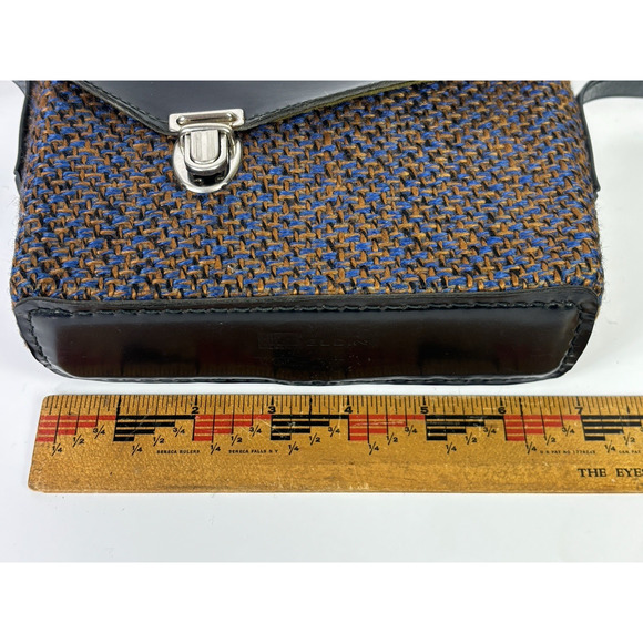 Vintage Belding California Saddle Leather Tweed Bag Crossbody Bag Purse 7x5.5" - Picture 10 of 16
